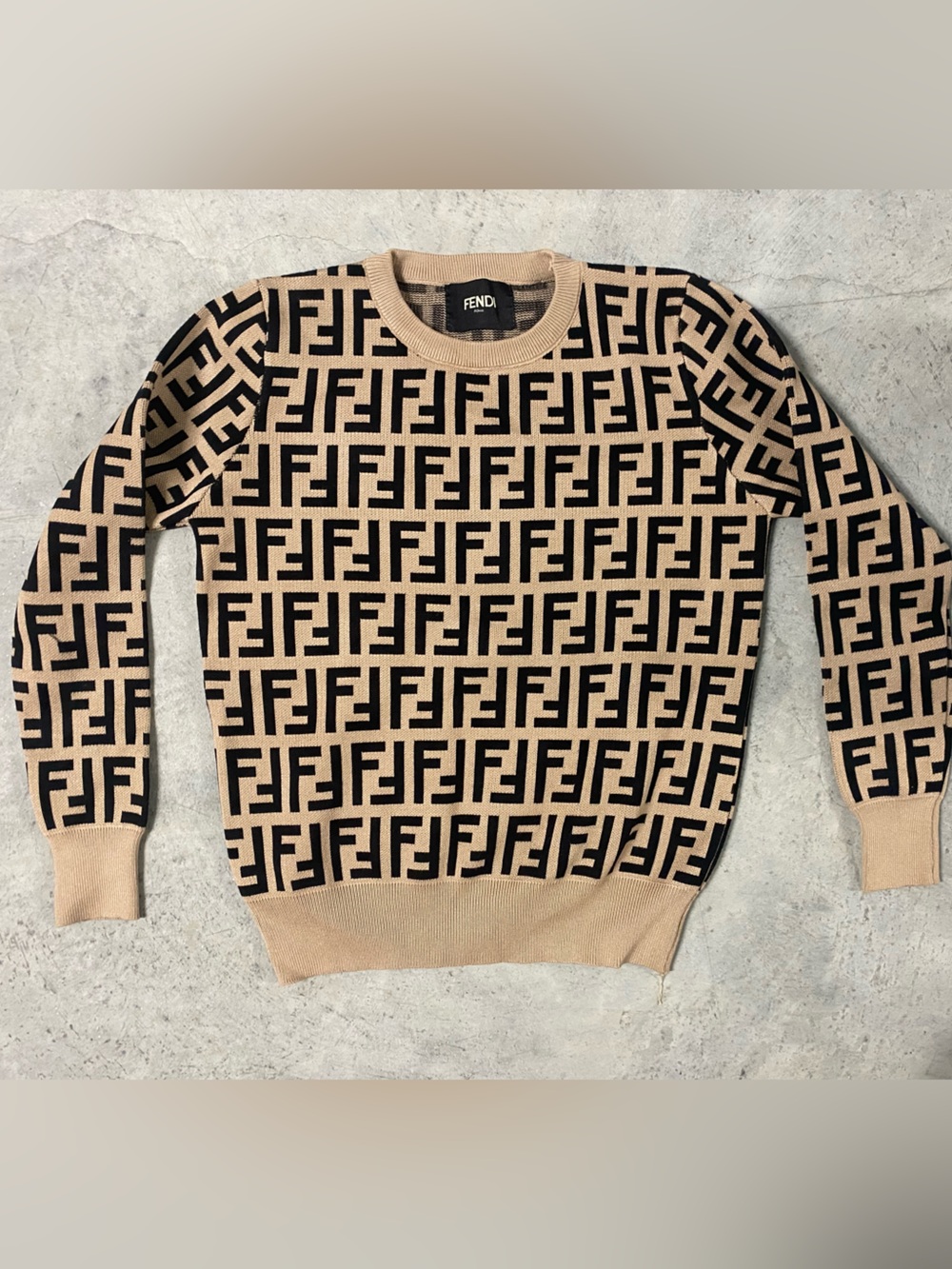Fendi Beige and Black FF Logo Knit Skirt for Kids